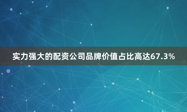 实力强大的配资公司品牌价值占比高达67.3%